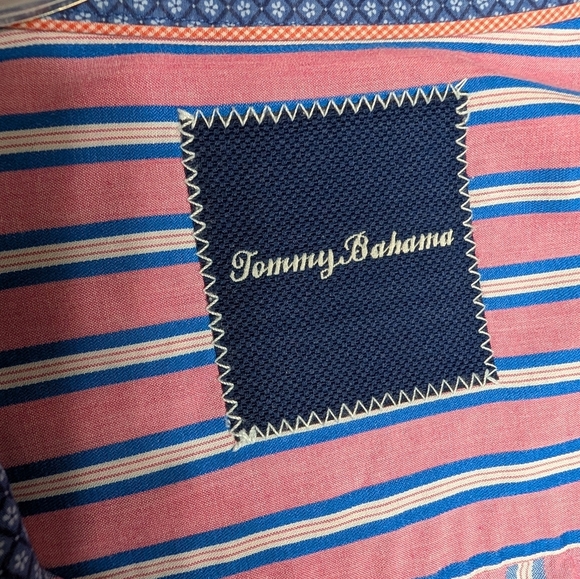 Tommy Bahama Men's Pima Cotton Casual Button Down Pink and Blue Stripes Size 3XL - Picture 3 of 8